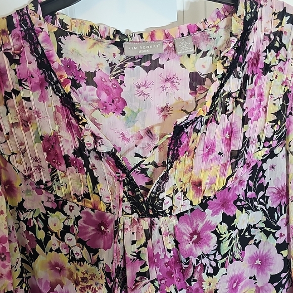 Kim Rogers Floral Blouse - Pink, Black, and Yellow - Picture 4 of 7